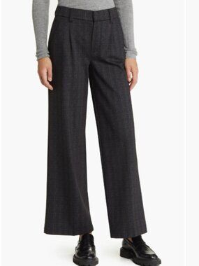 Wit & Wisdom 'Ab' Solution Skyrise Plaid Wide Leg Ponte Pants Size 6